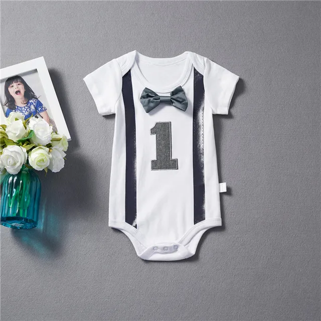 2018 Baby Boy 1st Birthday Romper Little Boys Summer Clothes Infant Jumpsuits For 1 Year Old