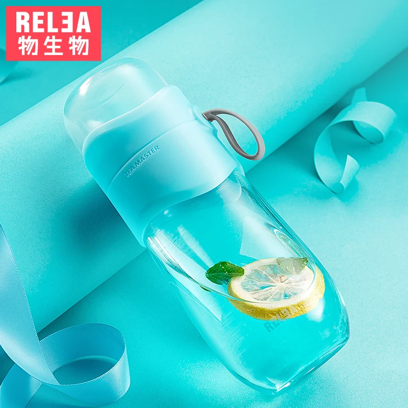Tea Infuser Bottle 2 pieces glass plastic handler stainless steel strainer leaf tea travel