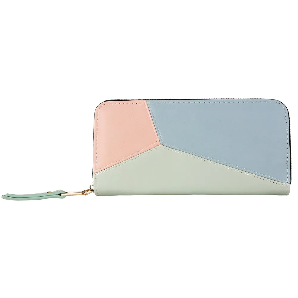 

New Arrival Wallet Long Women Wallets Zipper Purse Patchwork Fashion Panelled Wallets Trendy Coin Purse Card Holder Leather