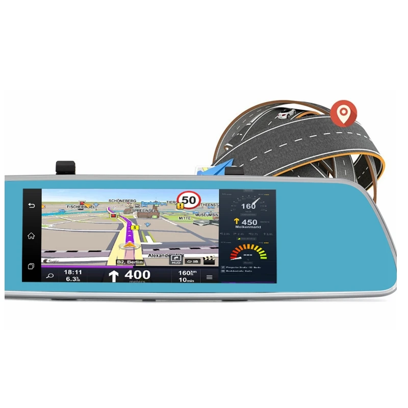 KMDRIVE 6,86 дюймов FHD 1080 P Автомобильный видеорегистратор зеркало заднего вида Android 3g gps навигация Bluetooth AV-IN 16 ГБ с камерой заднего вида