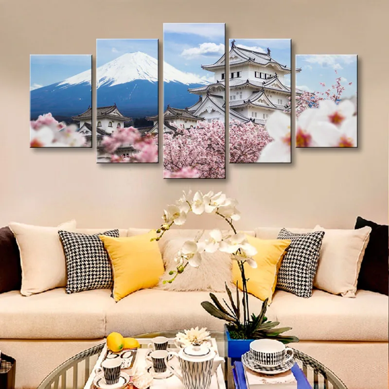 5 pieces high-definition print tower landscape canvas oil painting poster and wall art living room picture TA5-001 (3)