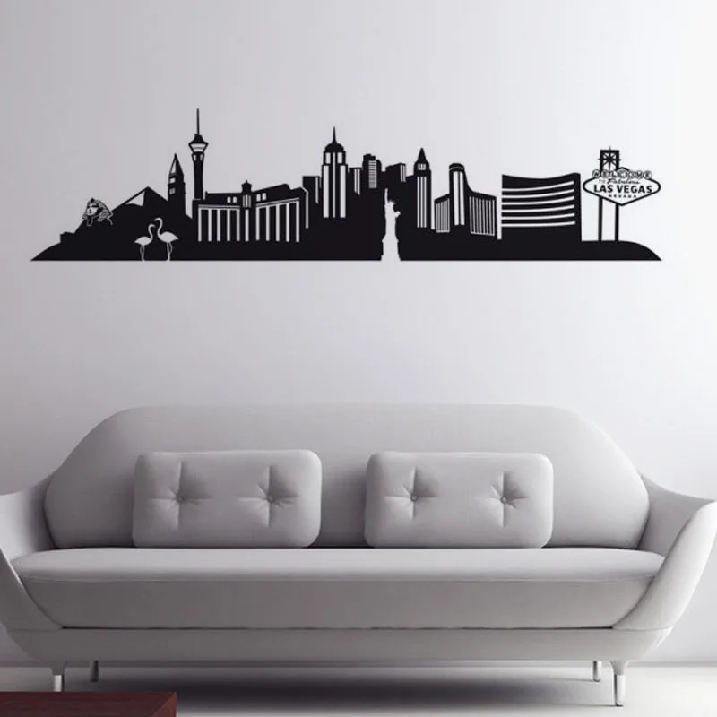 

DCTOP Large Size Las Vegas Wall Decal City Mural Livimg Room Self Adhesive Hollow Out Waterproof Art Home Decor