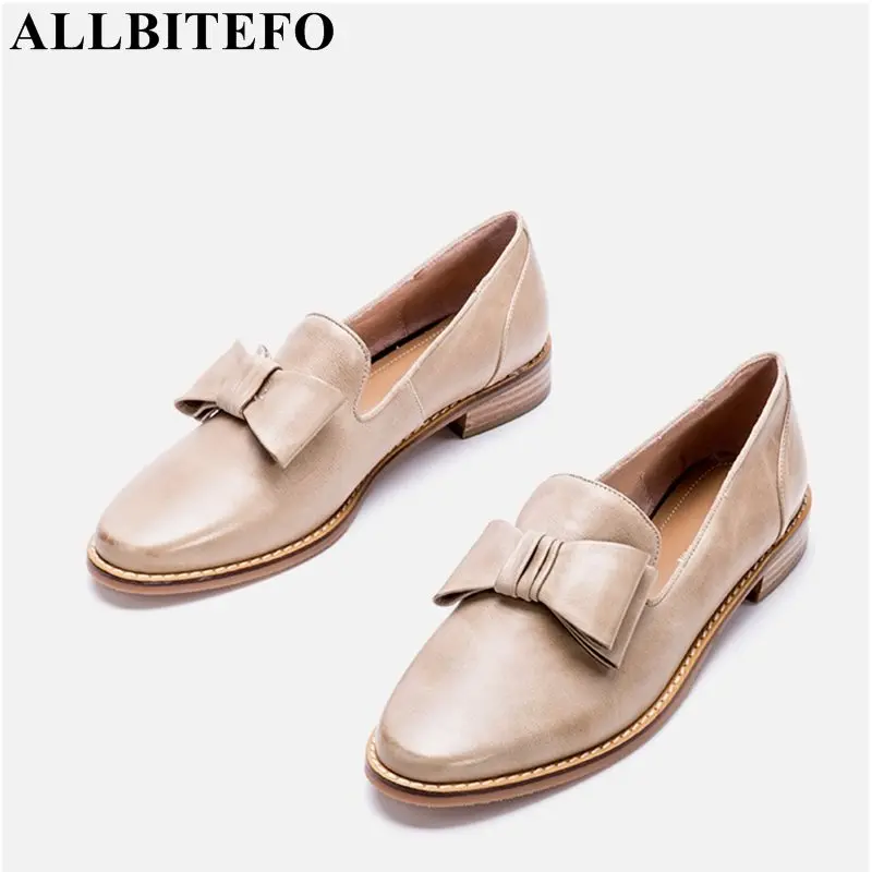 

ALLBITEFO natural genuine leather women flats sneakers shoes Spring fashion low heel shoes woman work office career shoes