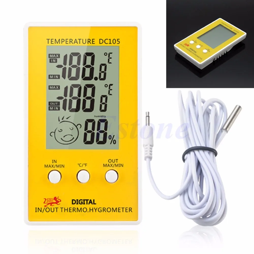 

Indoor Outdoor Digital LCD Humidity Thermometer Meter Probe Cable C/F-F1FB New 2017