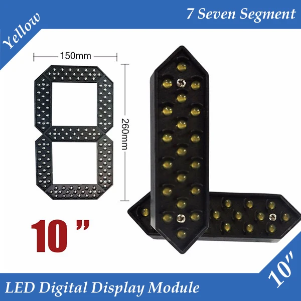 

10pcs/lot 10" Yellow Color Outdoor 7 Seven Segment LED Digital Number Module for Gas Price LED Display module