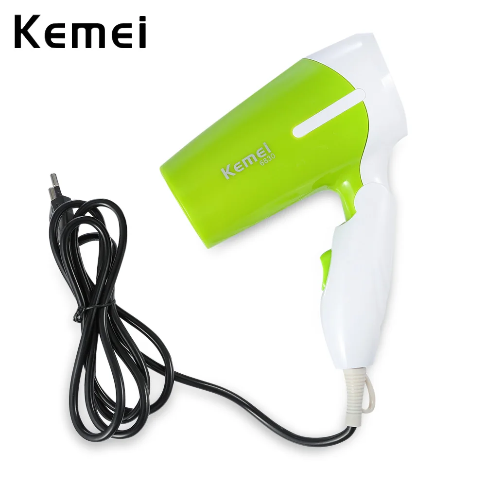 

Kemei KM-6830 Portable Mini Hair Dryer Low Noise Evenly Hot Wind Collapsible Travel Hair Dryers 220V Compact Hair Dryer 1200W