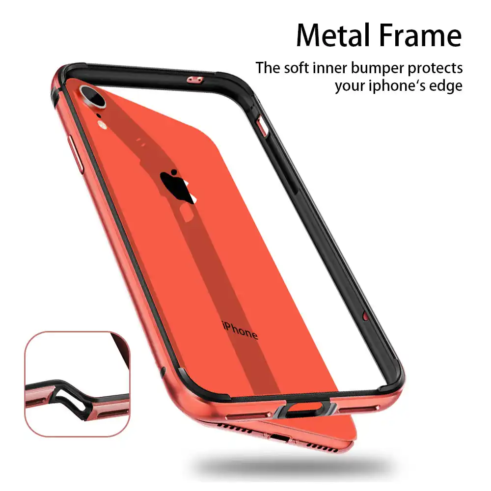 For iPhone XR Bumper Case Glitter Luxury Aluminum Metal Silicone Frame