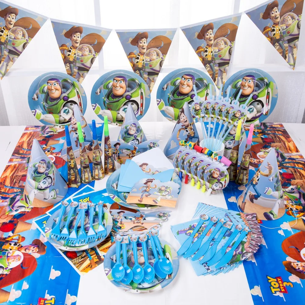 

Disney 90pc luxury quality Toy Story princess baby boy happy birthday kids party decoration disposable tableware set suppliers