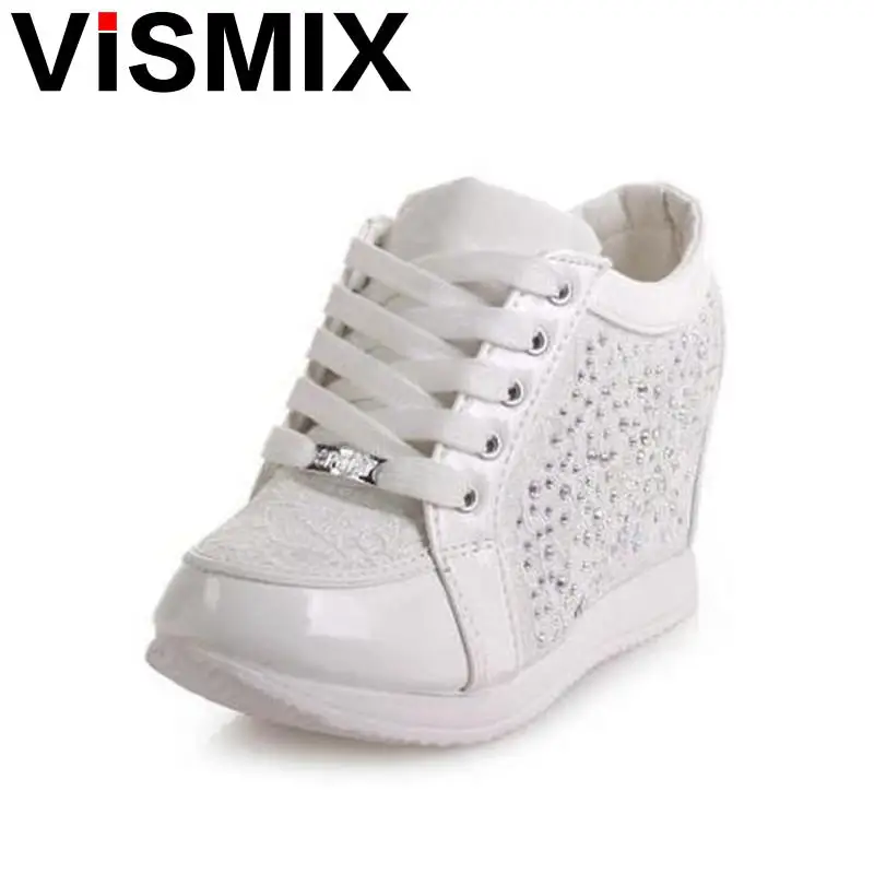 VISMIX/черные белые бесплатная доставка модная женская обувь на скрытой танкетке