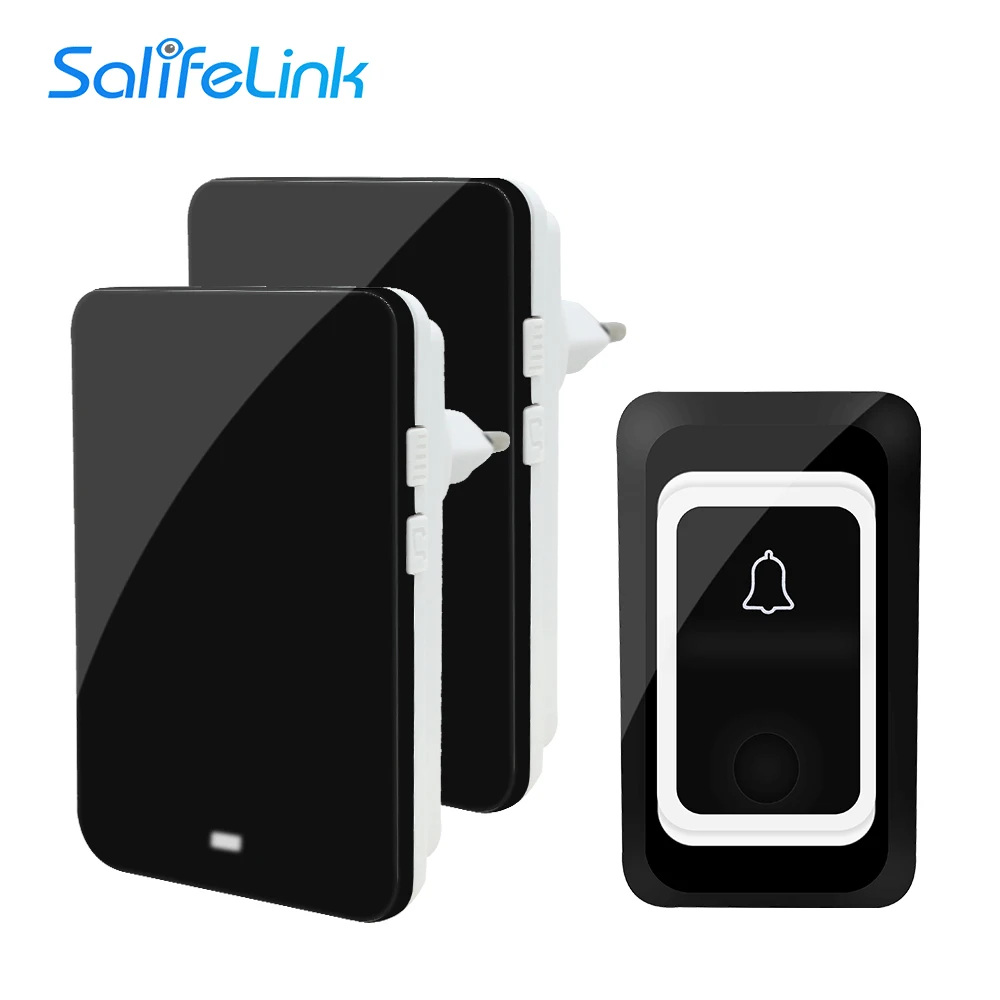 Saful Wireless Door Bell US plug with 2 Outdoor Transmitter 1 Indoor Receiver