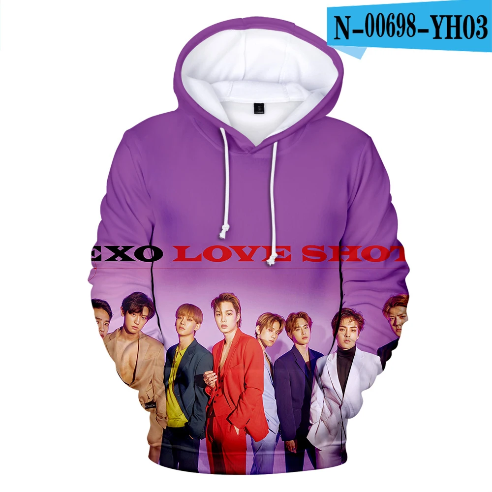 K Pop EXO Love Shot harajuku modies толстовки Толстовка Повседневная с длинными рукавами для женщин мужчин негабаритных хип хоп Bangtan Одежда для мальчиков - Цвет: 3D