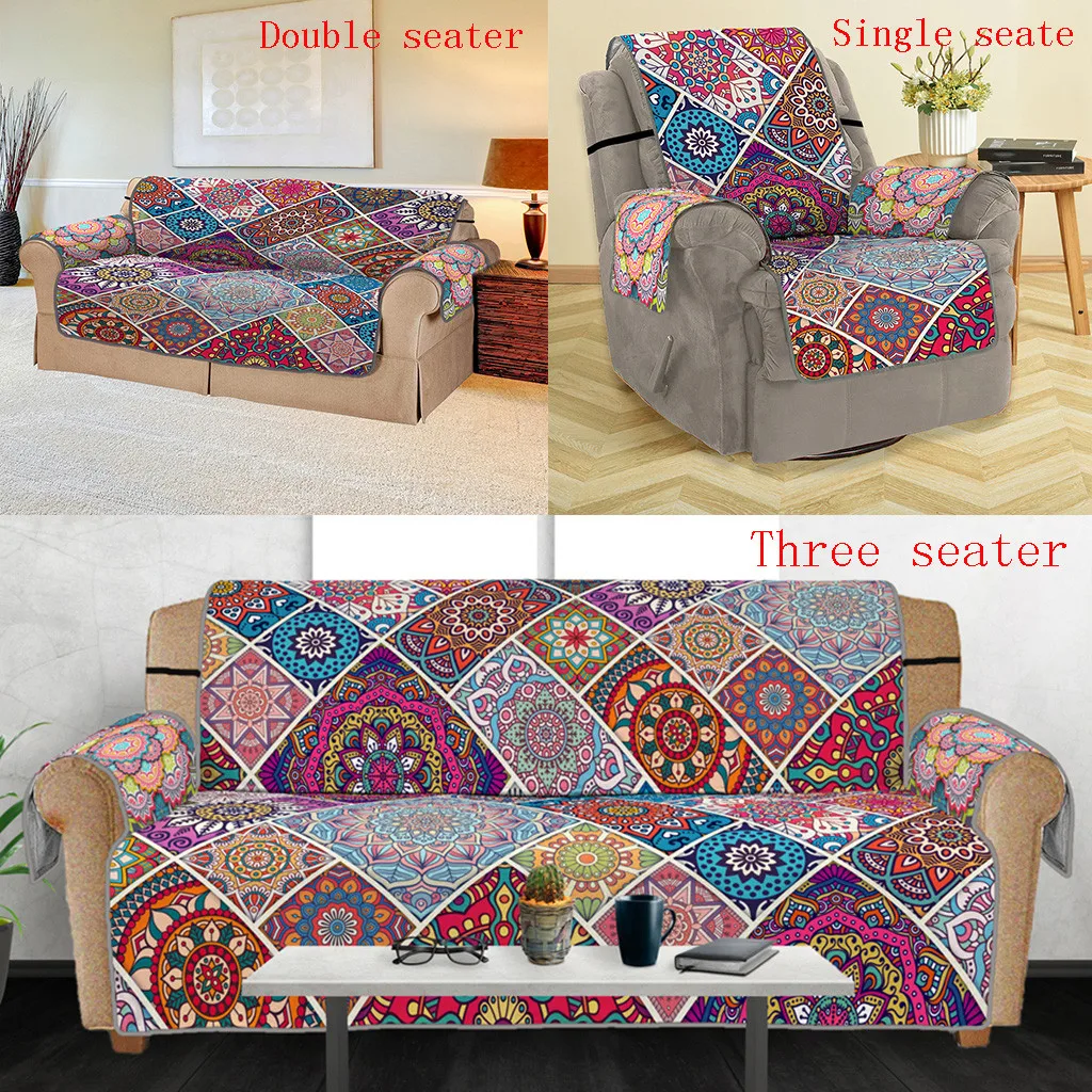 

Bohemian Style Anti-Slip Quilted Sofa Cover Throw Pet Dog Kids Mat Furniture Washable Removable Protector 1/2/3 Seat L603