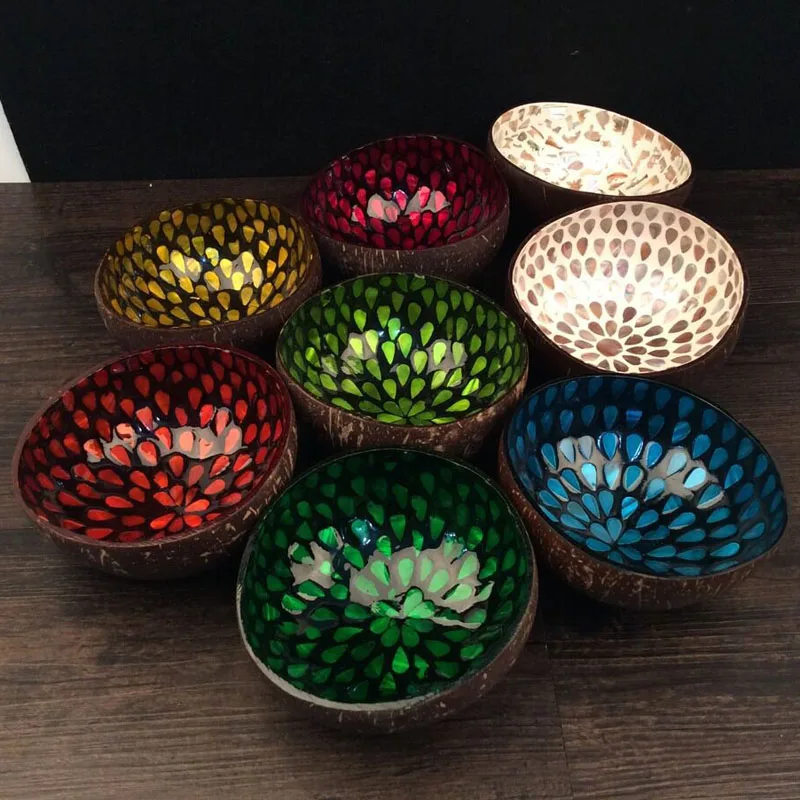 

5 pcs Natural Coconut Shell Key Candy Bowl Table Storage Section Coconut Bowl Creative Ornament Storage Bowls Christmas gift toy