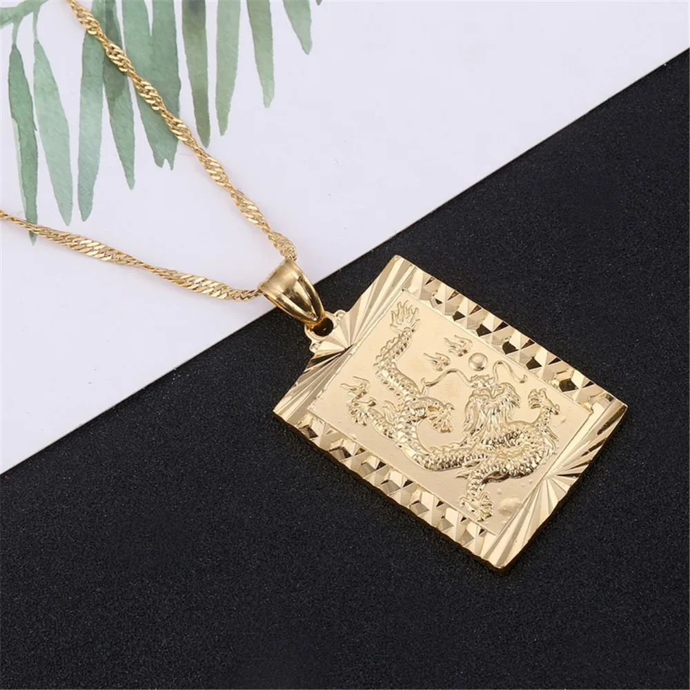 Благословение кулон ожерелье в китайском драконе животных золотого цвета удача талисманы даосизм ювелирные изделия