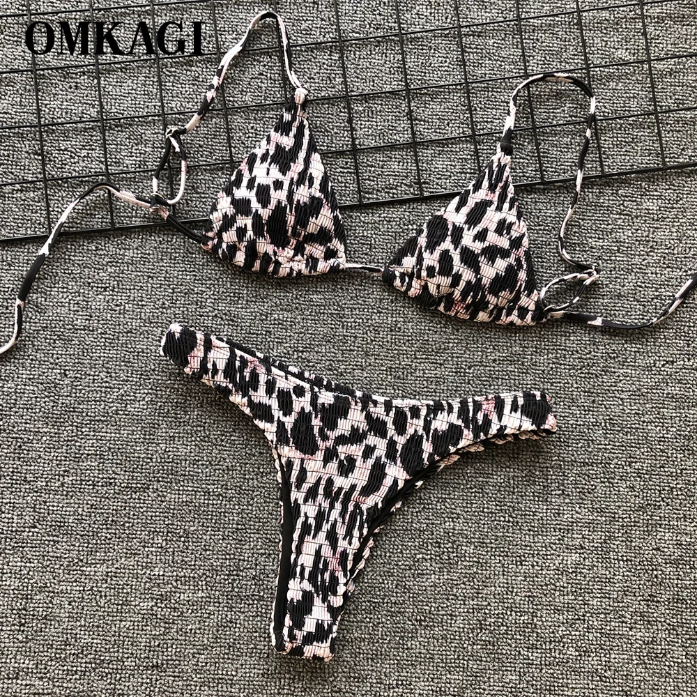 Billige OMKAGI Marke Bikini Bademode Frauen Leopard Bikini Set Badeanzug Bademode Push Up Bademode Bikinis 2019 Mujer Badeanzug