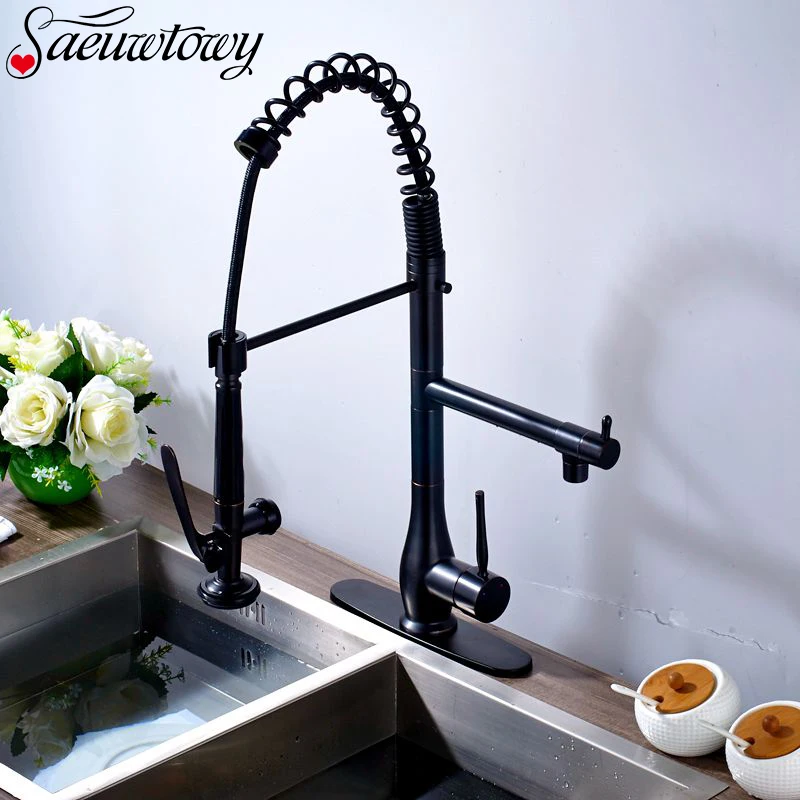 Brass Oil Rubbed Bronze Kitchen Faucet Hot&ampCold Water Mixer Tap Single Handle torneira Sharp + Round Cover Plate | Обустройство