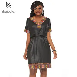 Shenbolen Африканский платья для женщин для атласная ткань платье традиции одежда Дашики хлопок воск Вечерние