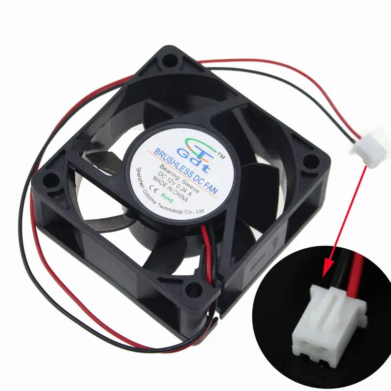Gdstime 2 Pieces DC 12V 2 Pin 6025 Cooling Fan 60mm x 25mm 6cm Silent