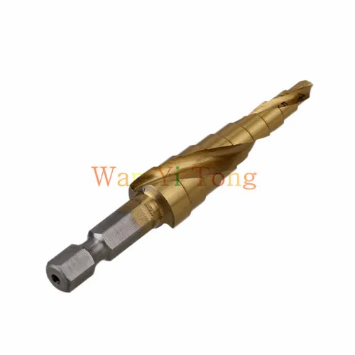 

Large HSS Step Titanium Cone Drill Hole Cutter Bit 1/4 " 4-12mm 6542 / M2 Golden