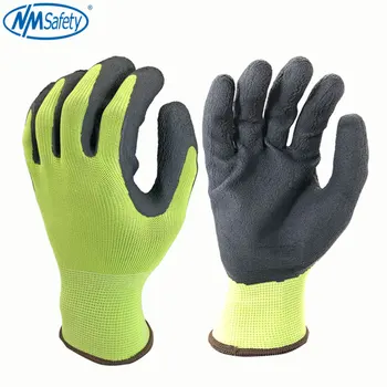 

NMSafety Working Gloves Men or Women Polyester Black Foam Latex Crinkle Work Safety Gloves Protective Gloves