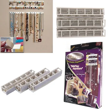 

Sale 9Pcs/Lot New Multi Purpose Jewelry Sticking Hook Wall Mount Necklace Holder Jewelry Storage Shelf Organizer Display Stand