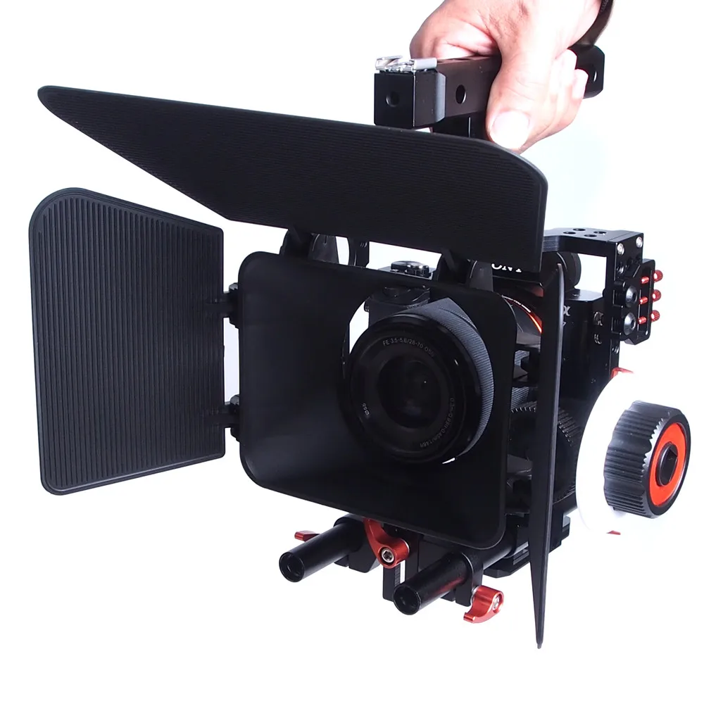 Алюминий сплав ручной Камера видео Поддержка комплект клетка комплект с последующей фокусировки Matte Box для sony A7S A7 A7R A7RII a7SII GH4