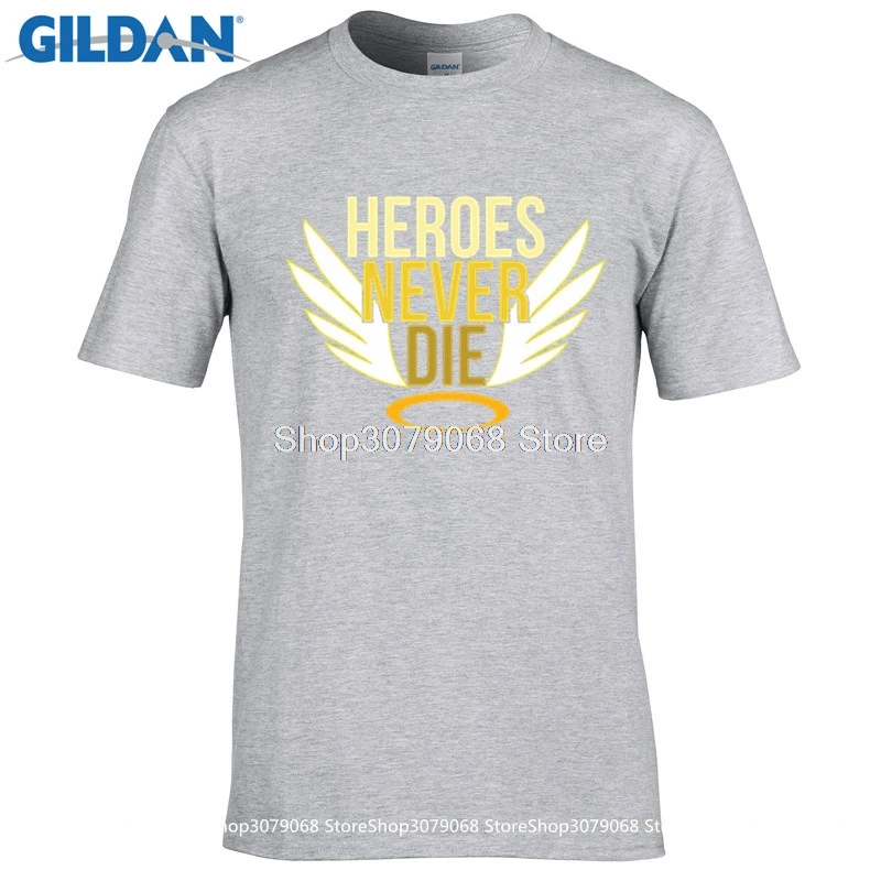 GILDAN t shirt design pattern Heroes Never Die Mercy Inspired Video Game T-shirt GILDAN t shirt design pattern Heroes Never Die Mercy Inspired Video Game T-shirt