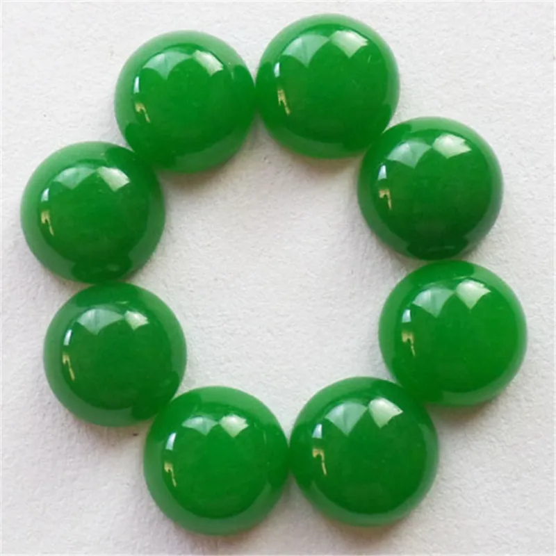 (8 шт./лот) A + Green Jades круглый кабошон 14x6 мм Бесплатная доставка Модные ювелирные