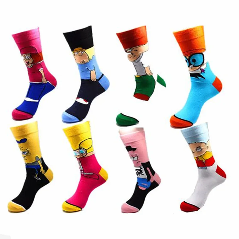 

Cartoon Patrick Star print socks Dexter DeeDee Stewie cute funny men women cotton sock sporting casual personalized soft comfort