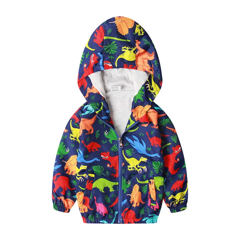 Толстовки с капюшоном для мальчиков и девочек; куртки с мультяшными динозаврами; сезон осень-весна; толстовки для малышей с животными; детская одежда на молнии для мальчиков; куртка; пальто - Цвет: T012 dinosaurs
