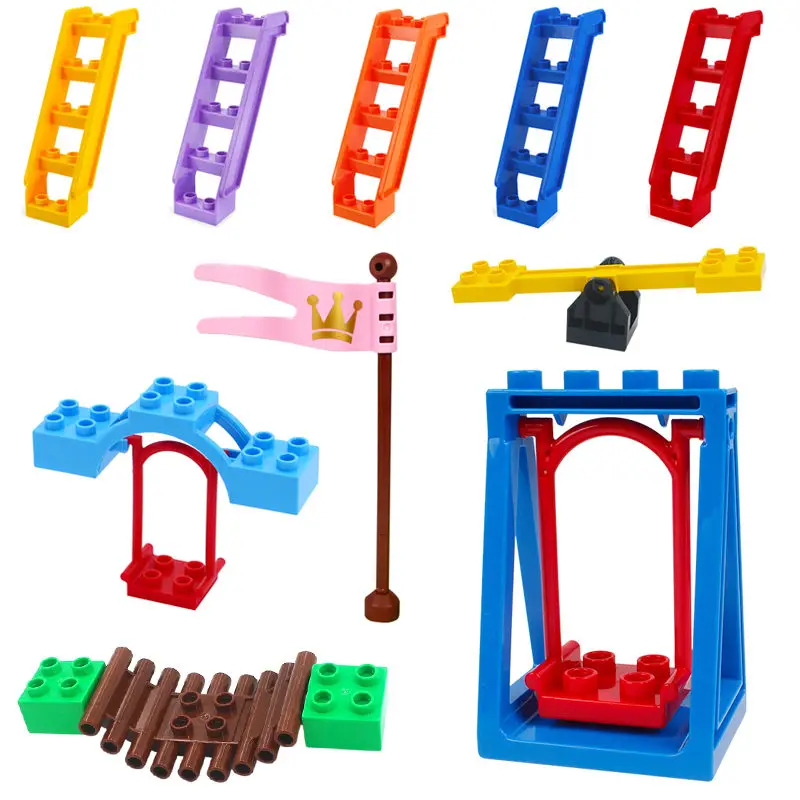 

Big Size Duploe Bricks Building Blocks Swing Dinosaurs Figures Animal Accessories Toys For Children Compatible With Legoingly