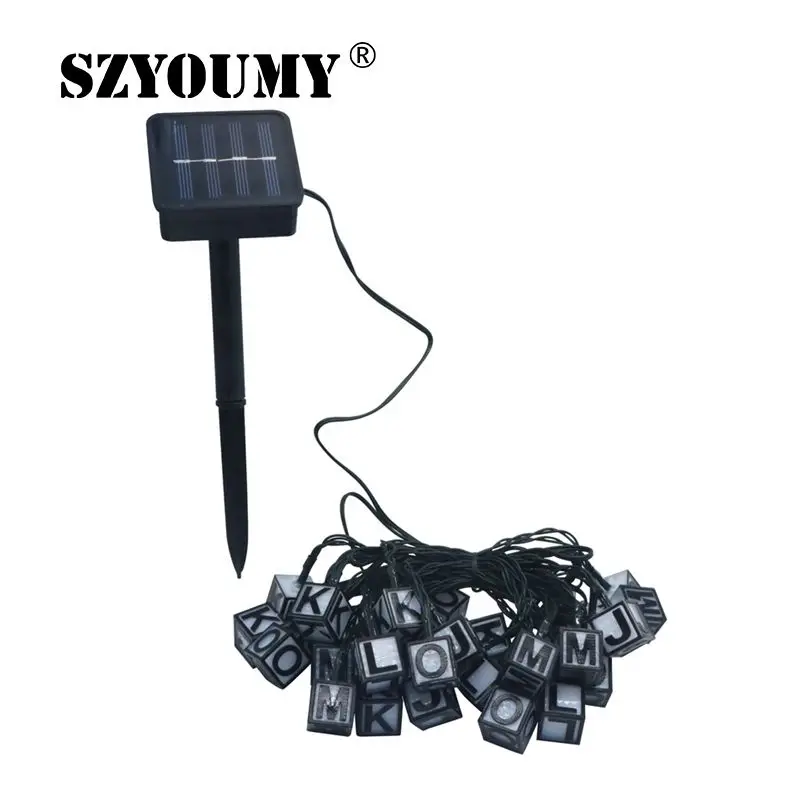 

SZYOUMY Solar LED String Lights 8 Modes 6M 30 LEDs Letters Fairy Lights Garden Holiday Party Outdoor Lighting Wedding Decoration