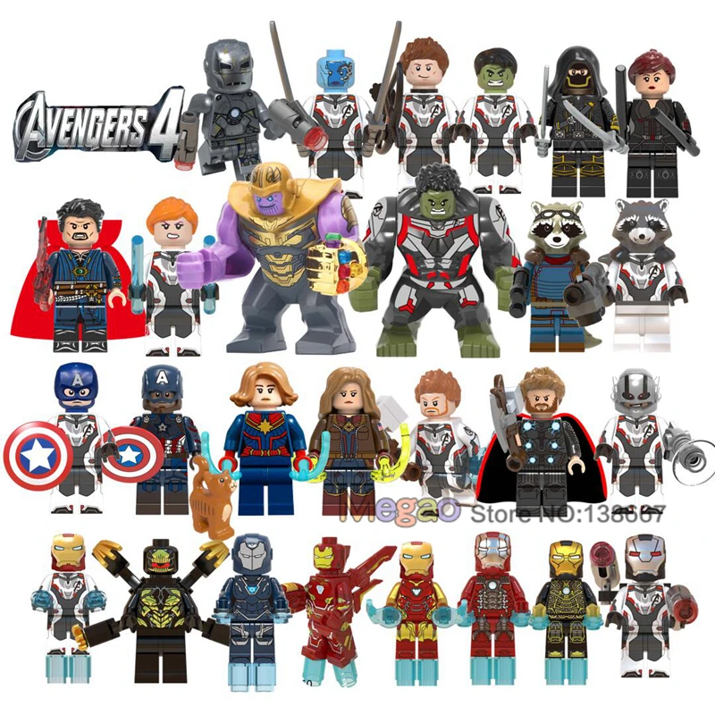 

Single Avengers 4 Endgame Marvel Super Heroes Iron Man War Machine Hulk Thor Building Blocks Toy for Children Gift