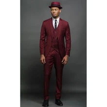 Custom Burgundy Men Suits Slim Fit Skinny Fashion Groom Tuxedos Men Blazer Prom/Party Suits 3 Pieces (Jacket+Vest+Pants) FA762