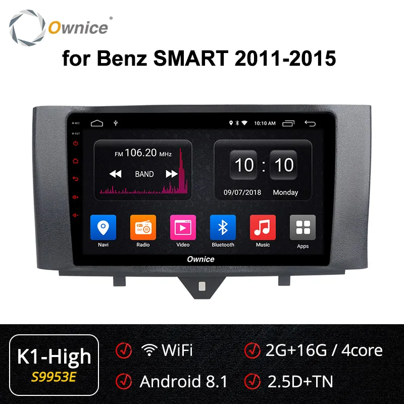 Ownice K3 K5 K6 Android 9,0 4G LTE DSP 360 Panorama автомобильный DVD gps Navi плеер для Mercedes Benz Smart 2011 2012 2013 - Цвет: S9953 K1-High