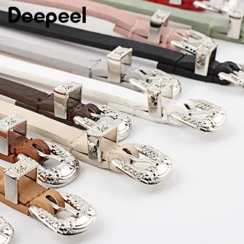 

Deepeel 1pc/3pcs 1X103cm Belts for Women Female Deduction Side Silver Buckle Jeans Wild Belt Fashion Students Simple Thin Chain