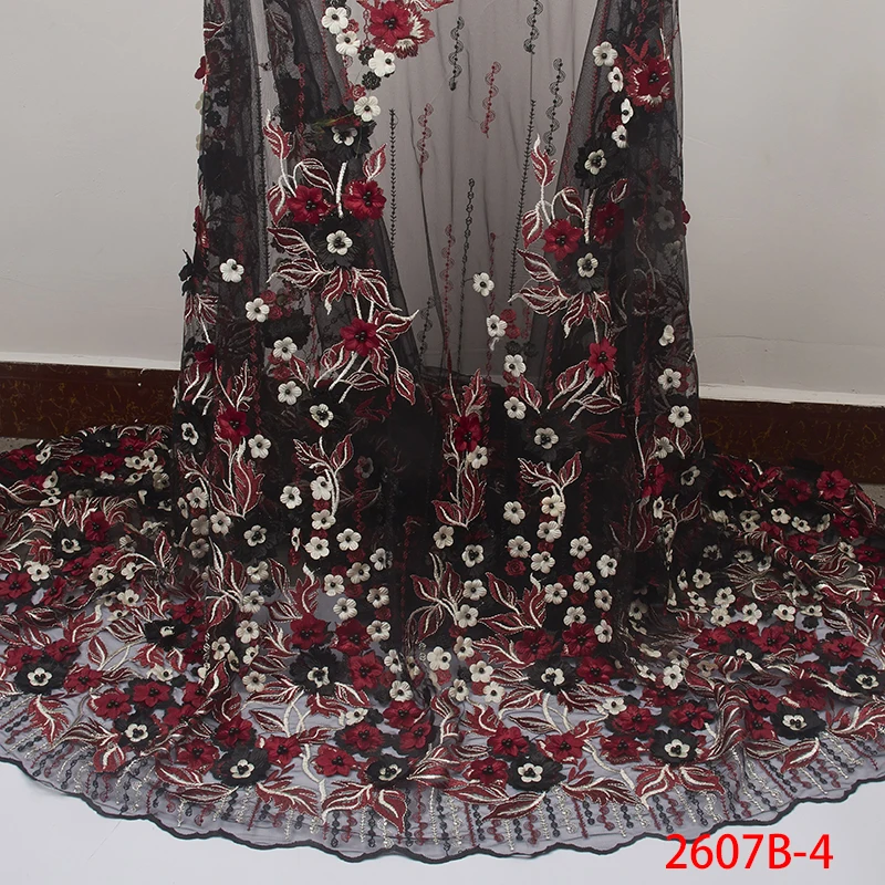 Высокое качество африканская кружевная ткань новейшая французская чистая вышивка 3D цветок тюль кружевная ткань для людей свадебное платье APW2607B