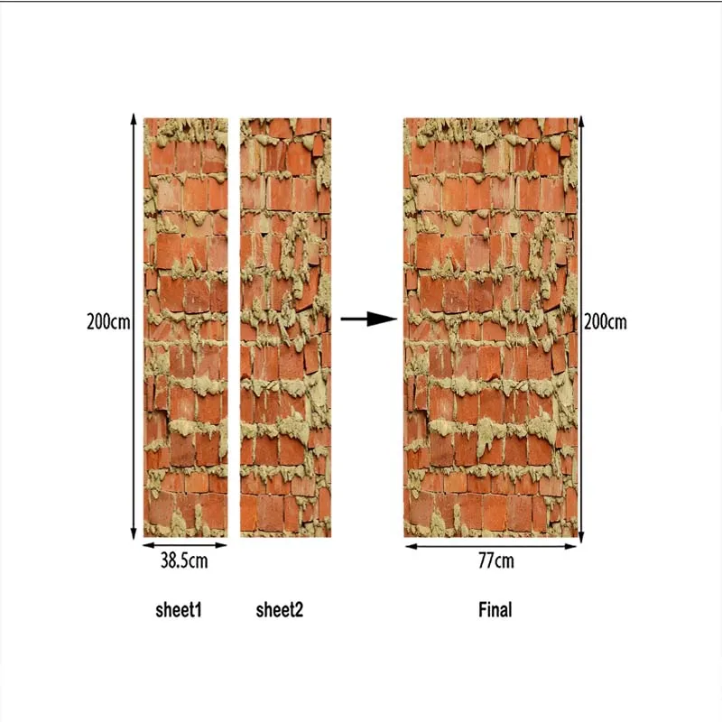 Кирпичи двери Стикеры Спальня украшения дома под 3D дверь паста деревянные двери Стикеры s водонепроницаемые клеящиеся стикеры JUN19