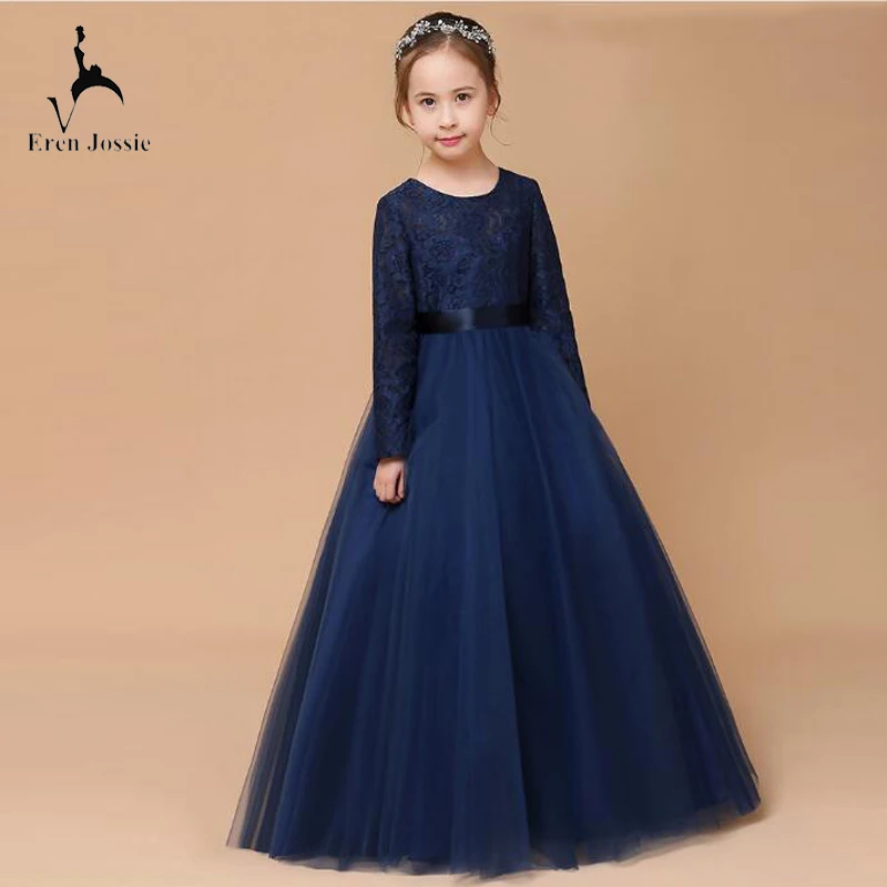 girls long sleeve blue dress