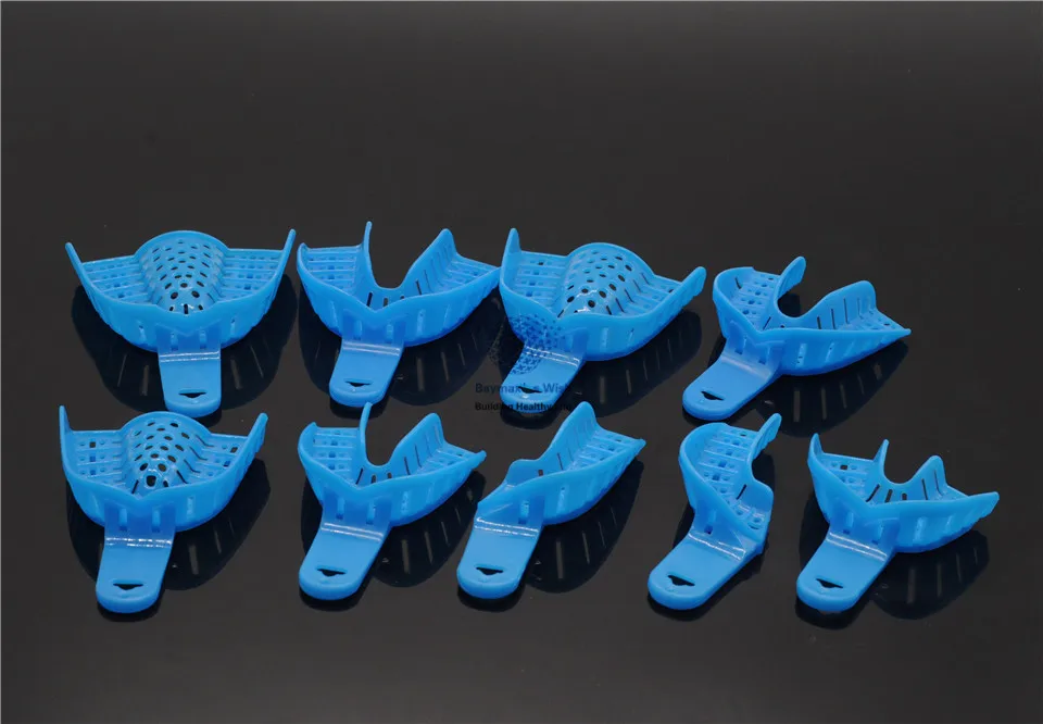 Стоматологическая пластиковая ложка для оттиска протез инструмент полный размер синий 9 шт./компл. для стоматологического врача