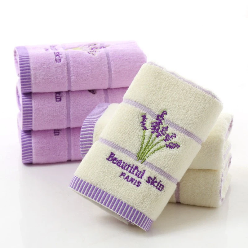 Cotton Embroidery Lavender Aromatherapy Soft Bath Hand Face Towel Sheet Set DSB1