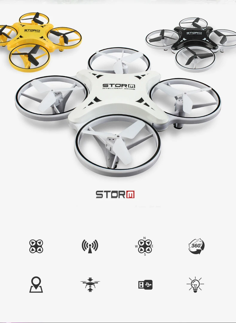 Eboyu Drone Ghz Indução Auto-evitar Obstáculos Quadcopter Novidade Mão Controlada Voando Bola Led Luz Rtf 023 rc 2.4 2 Helicópteros rc