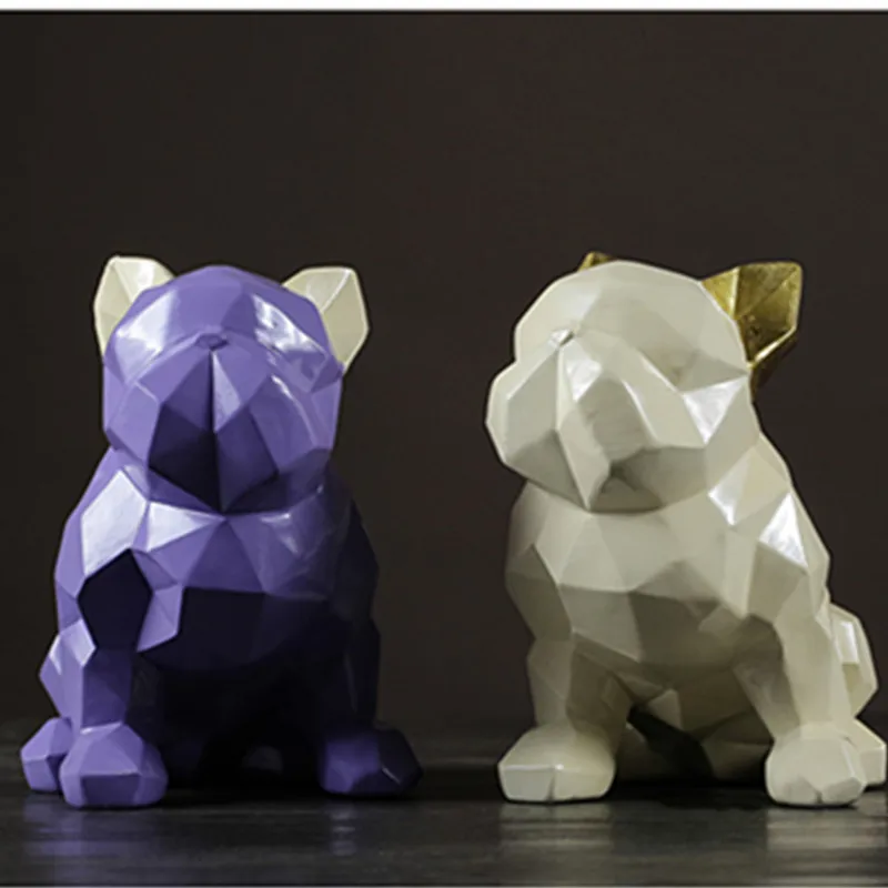  European Style Geometry FRENCH BULLDOG Simulation Animal Figurines Fashion Children Bedroom Desktop - 33044370164