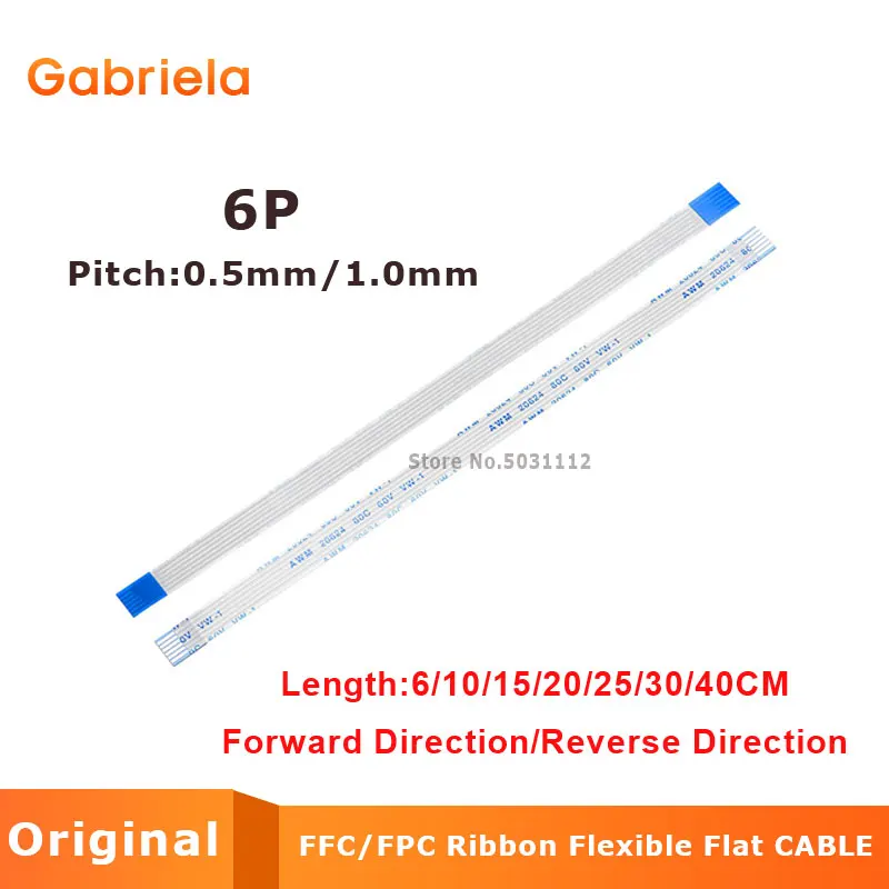 10 шт. FFC/FPC Гибкий плоский кабель шаг 0,5 мм/1,0 мм-Тип 6 P FFC провод Длина 6/10/15/20/25/30/40 см 6 Pin-код