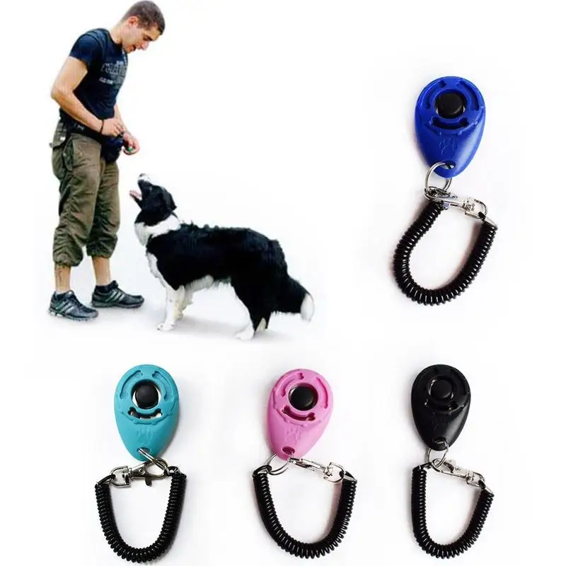 Тренировочный кликер для собак и кошек, пластмассовый тренерский клик для собак, слишком регулируемый ремешок на запястье, звуковой брелок для ключей, 1 шт