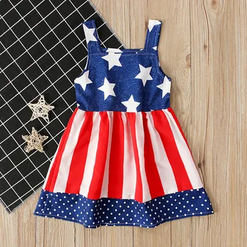 

infant baby girl clothes summer 2019 frocks vestido Toddler Baby Kids Girls 4th Of July Star Stripe Dress Party Princess Dresses