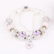 AIFEILI Горячее предложение cherCherry Blossom кулон бусины серии розовый бисер Детская безопасность цепи DIY Fit для женщин браслеты модные украшения