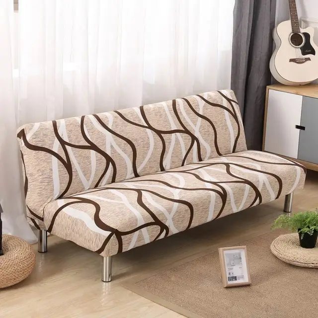 P&M Print Stretch Bed Sofa Covers No Armrest Slipcovers Elastic Couch