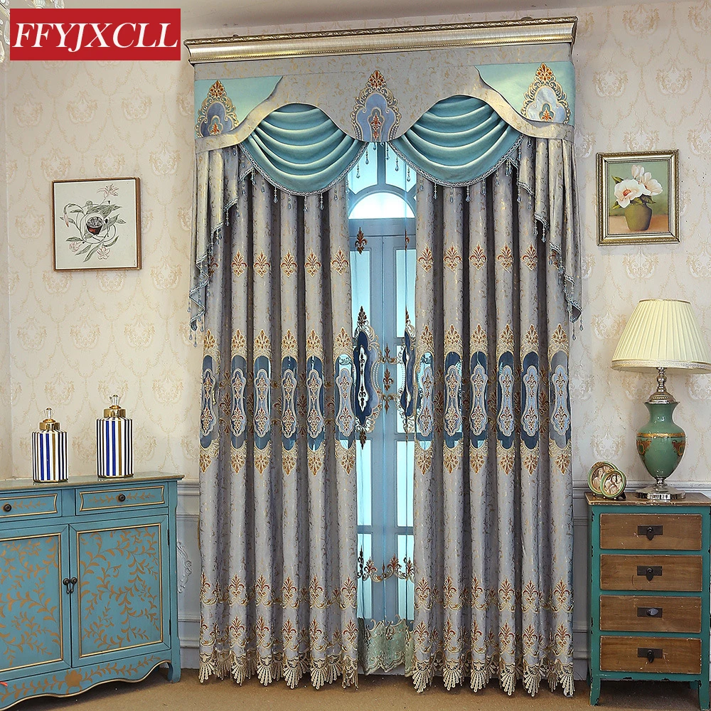 

Jacquard Luxury Villa Curtains For living Room Bedroom Kitchen Valance Window Curtains Drapes Hotel Home Decoration