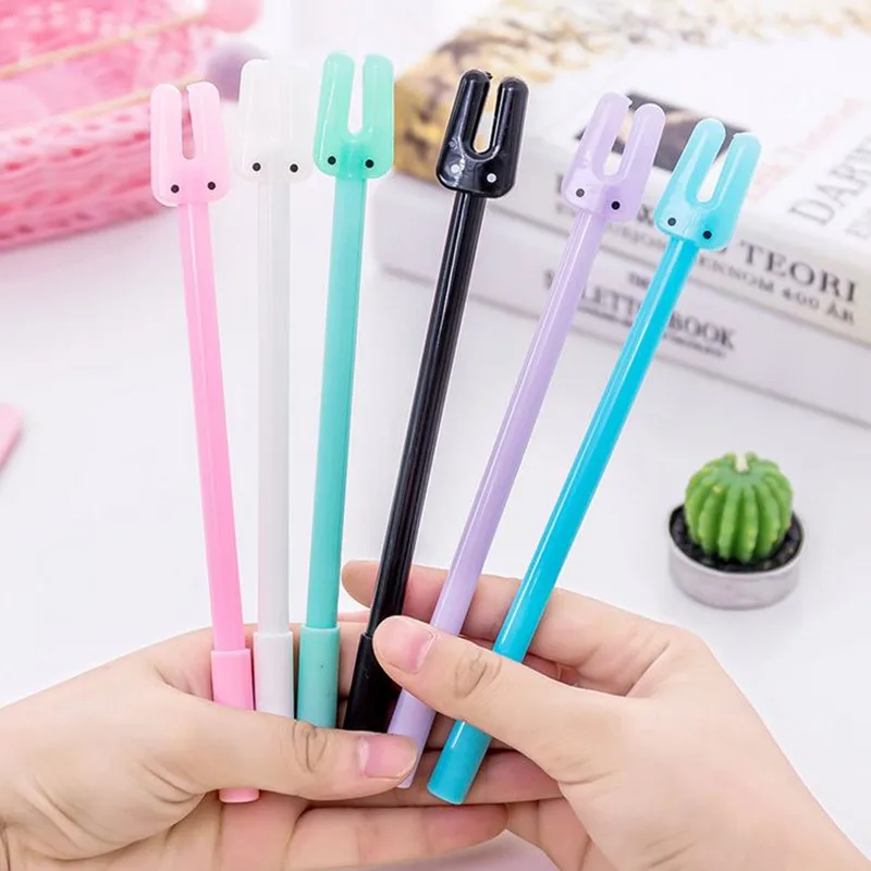 

Coloffice 1PC Kawaii Rabbit Gel Pens Pencil Black Ink 0.5mm Cute Gel Pen Writing Signing Pens Signature Student Office Supplies